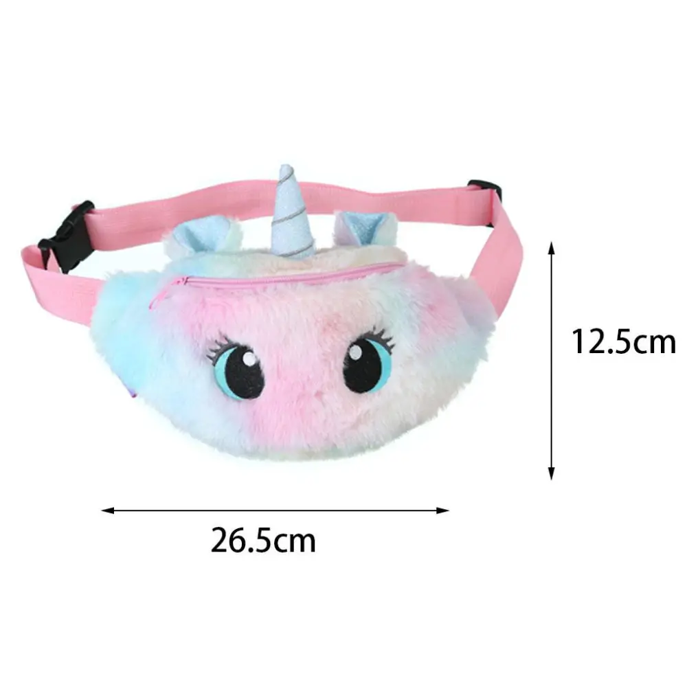 Cute Unicorn Female Waist Bag Kids Fanny Pack Cartoon Plush Women Belt Bag Fashion Travel Phone Pouch Chest Chest Bags Waist Packs