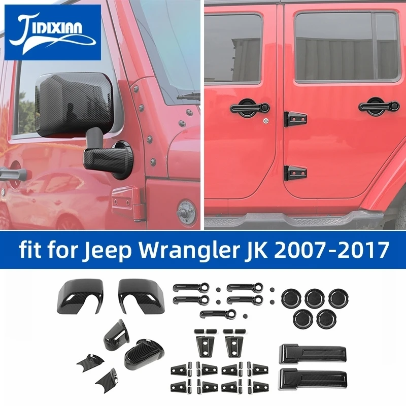 Carbon Fiber Grain Car Exterior Decoration Kit Cover for Jeep Wrangler JK 2007 2008 2009 2010 2011 2012 2013 2014 2015