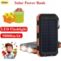 New 50000mAh Solar Waterproof Power Bank Large Capacity External Battery Fast Charger for iPhone Samsung Xiaomi 1