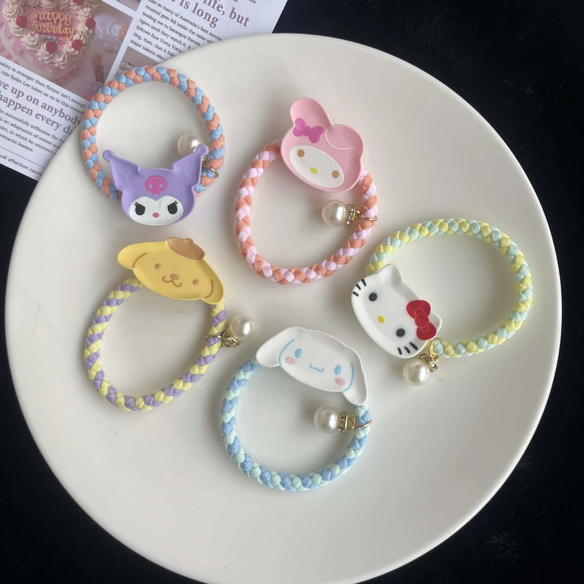 New Sanrio Hair Band Kuromi Cinnamoroll Hello Kitty My Melody Kawaii Hair Clips Ponytail Holder