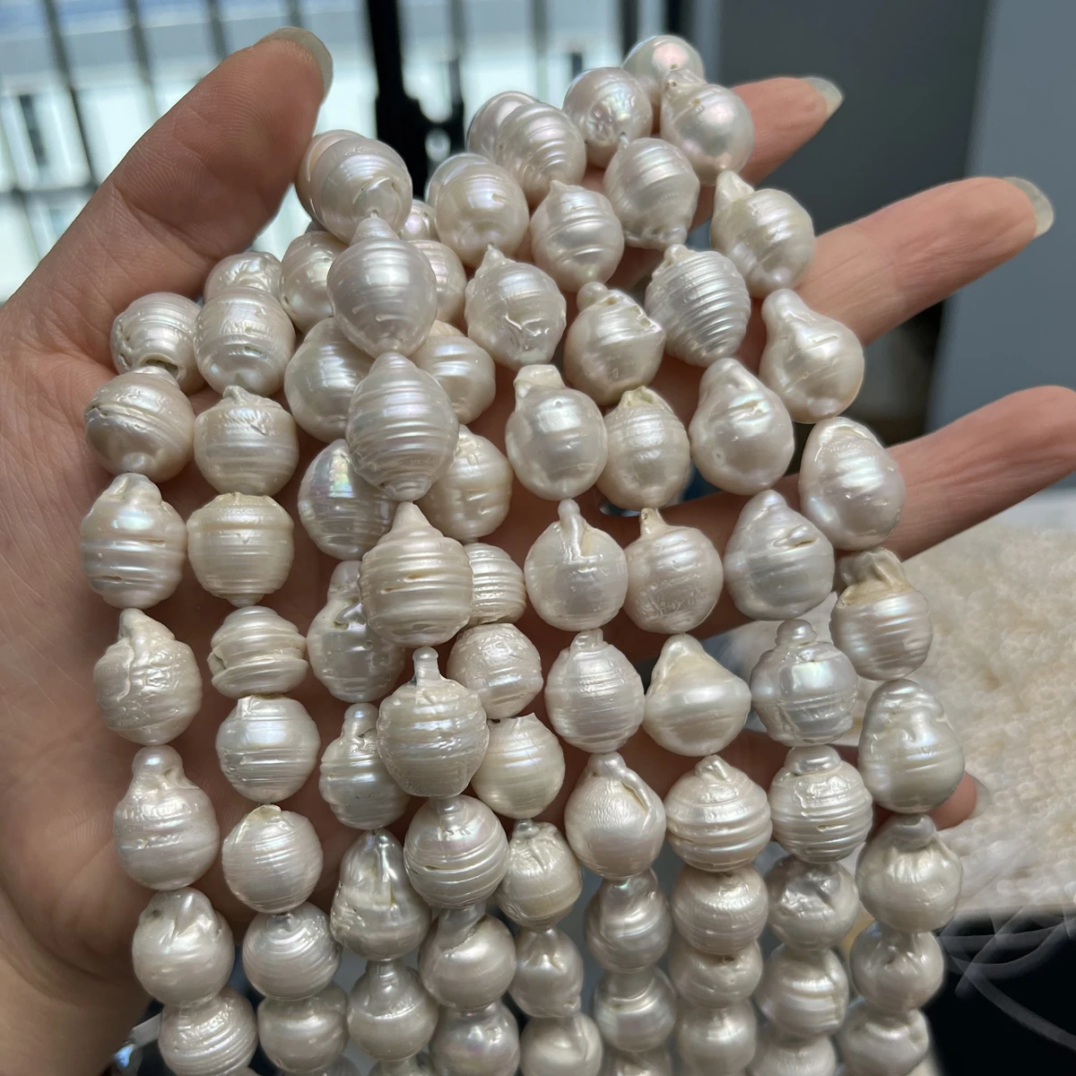 12-15mm Large Baroque Potato-Shaped Threaded Beads Natural Freshwater ...
