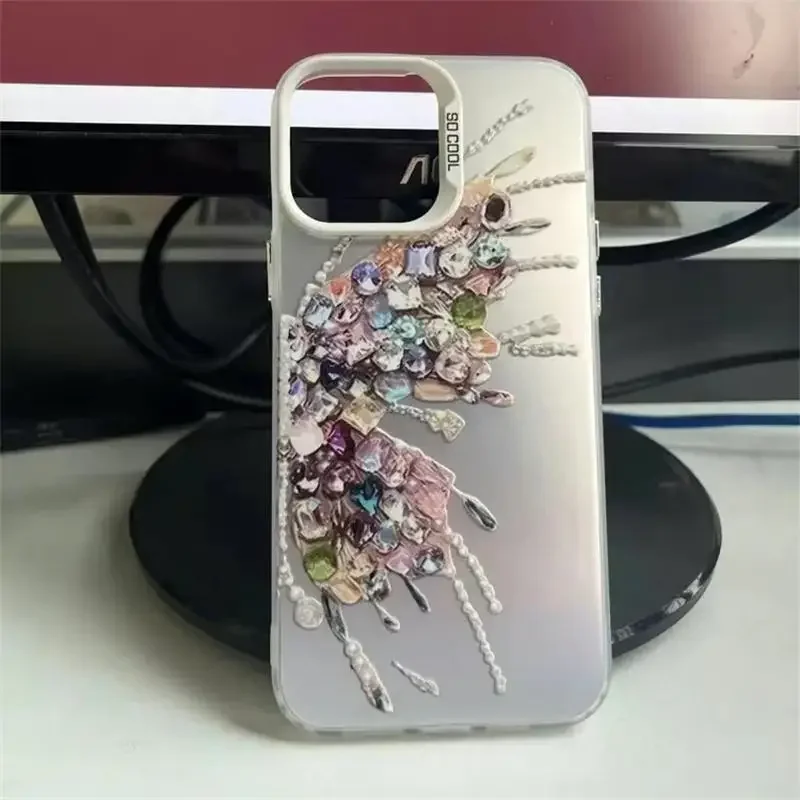 3D Diamond Butterfly Plating Matte Hard Phone Case