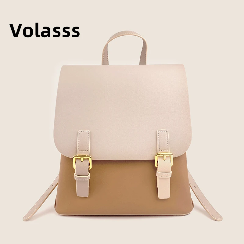 

VOLASSS Fashion Genuine Leather Backpack Women Versatile Large Capacity Travel Bag New Luxury Cowhide Schoolbag Girl Handbag