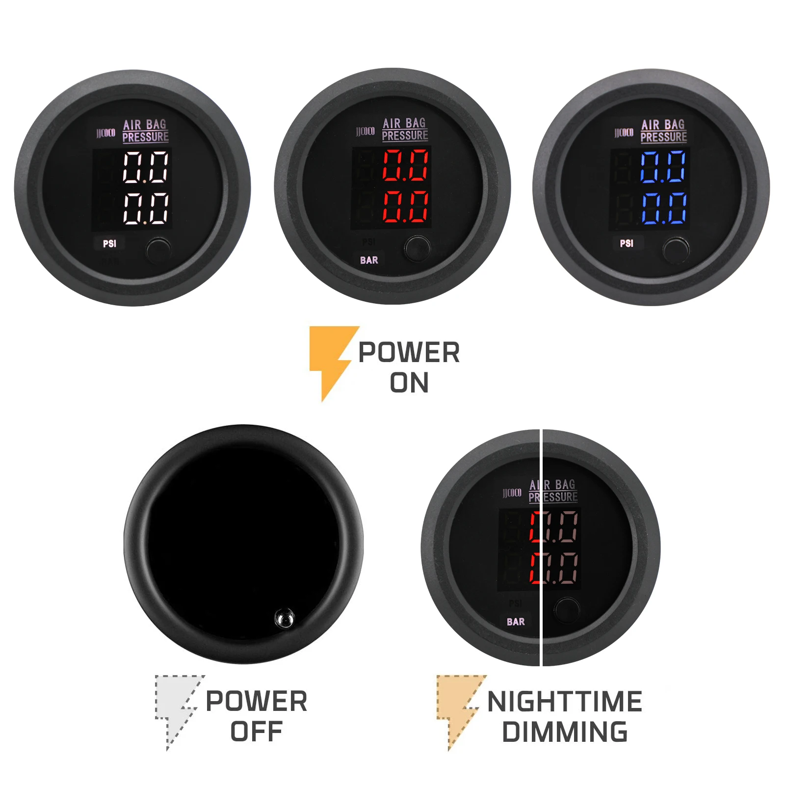 Universal Air Ride Suspension Dual Display Pressure Gauge Solenoid Valve Remote Control Panel Ship Type Switch KIT