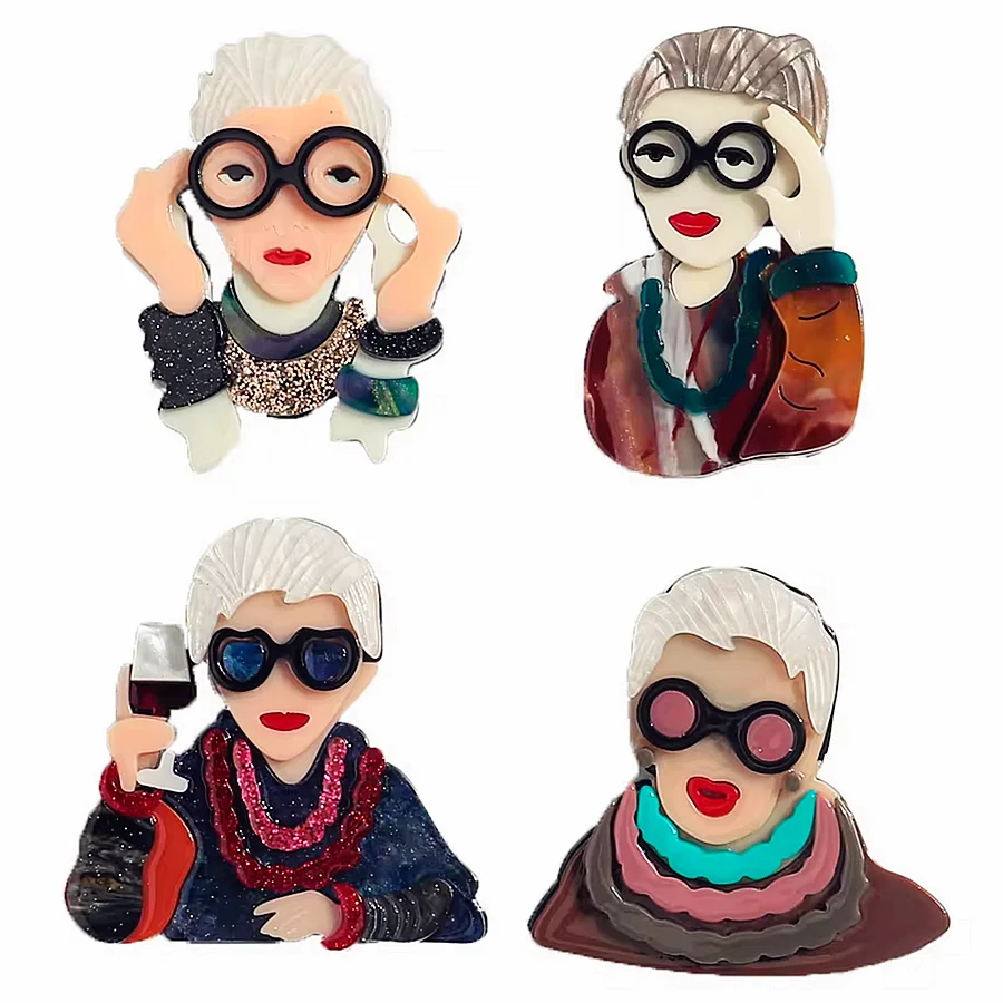 Vintage Acryl handgemachte trendige Oma Broschen für Frauen elegante Dame Brosche Anstecknadeln Kleidung 2024 Trend Zubehör