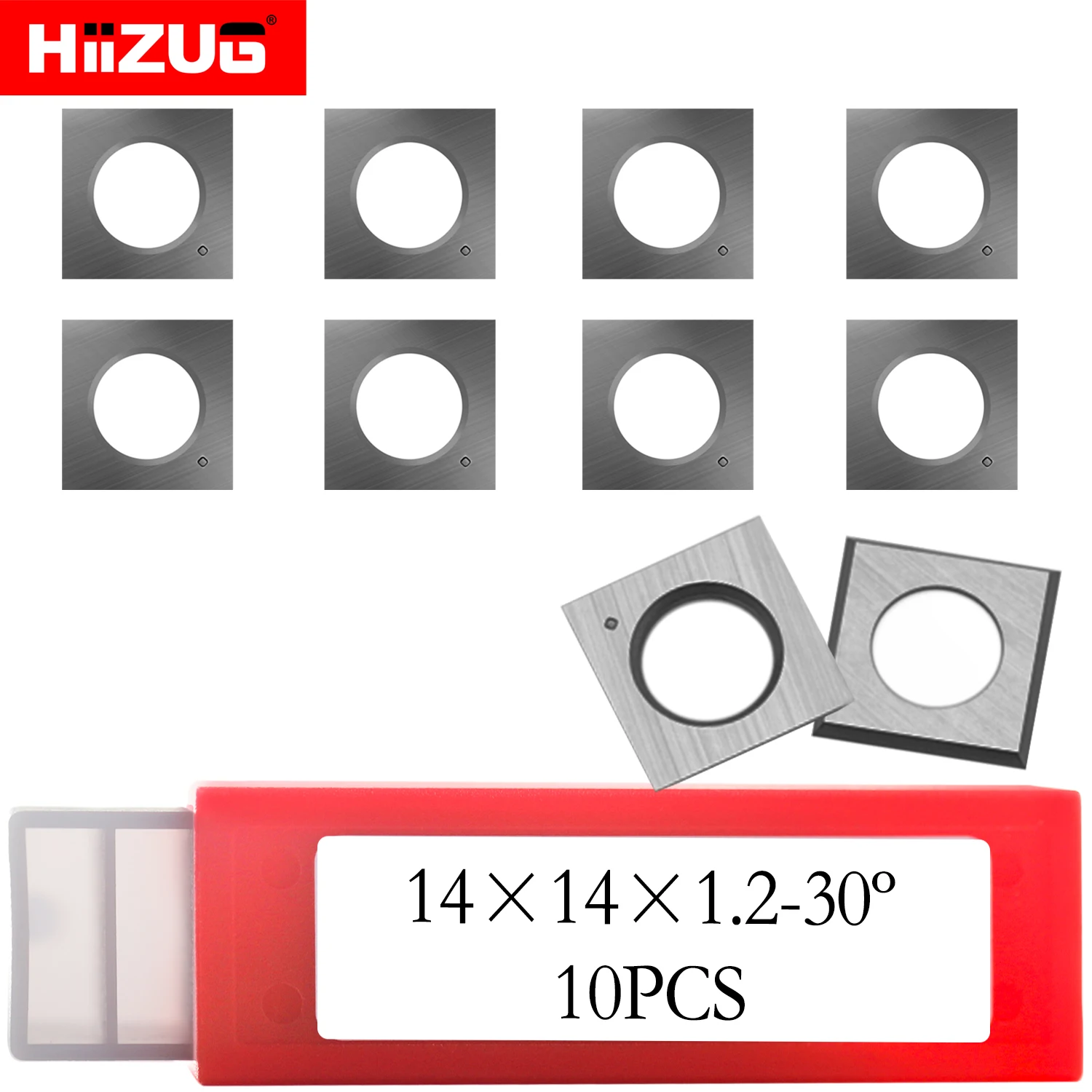 

14mm×14mm×1.2mm Square Carbide Inserts Cutters Blades for HOLZ-HER Helical Sprial Planer Cutter Head 10pcs