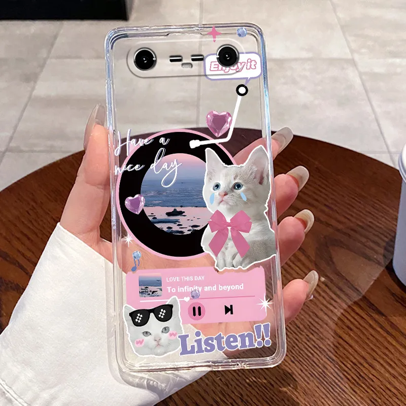Aesthetic Cute Cat Transparent Soft Silicone Phone Case