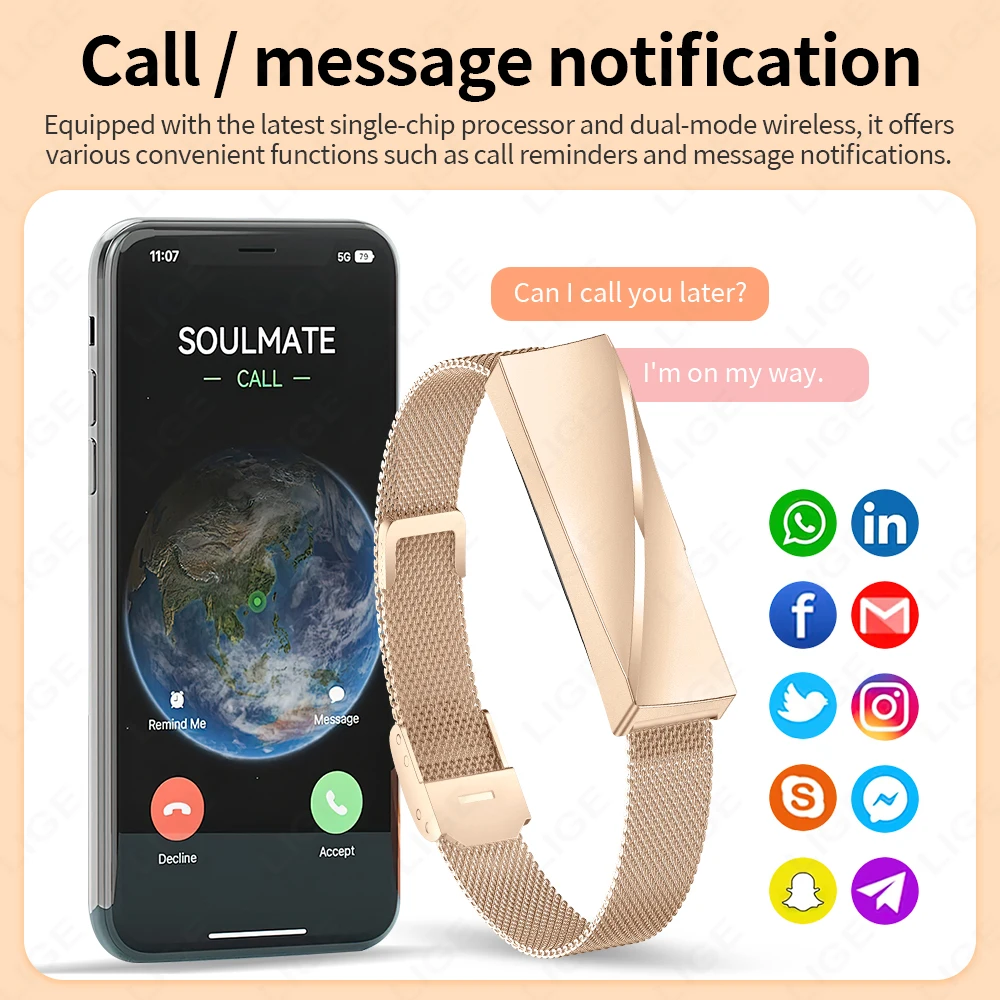 LIGE 2025 New Health Smart Bracelet Women Men Sports Fitness Waterproof Heart Rate Sleep Monitor Wristbands Pedometer Smartwatch