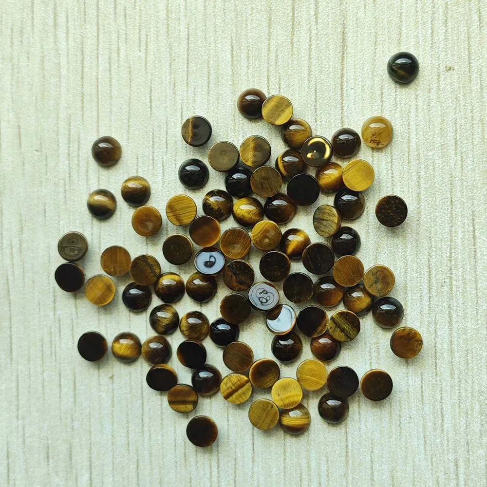Wholesale 100pcs High-Quality 6mm Natural Stone Round Cabochon Beads for Jewelry Making Accessories
