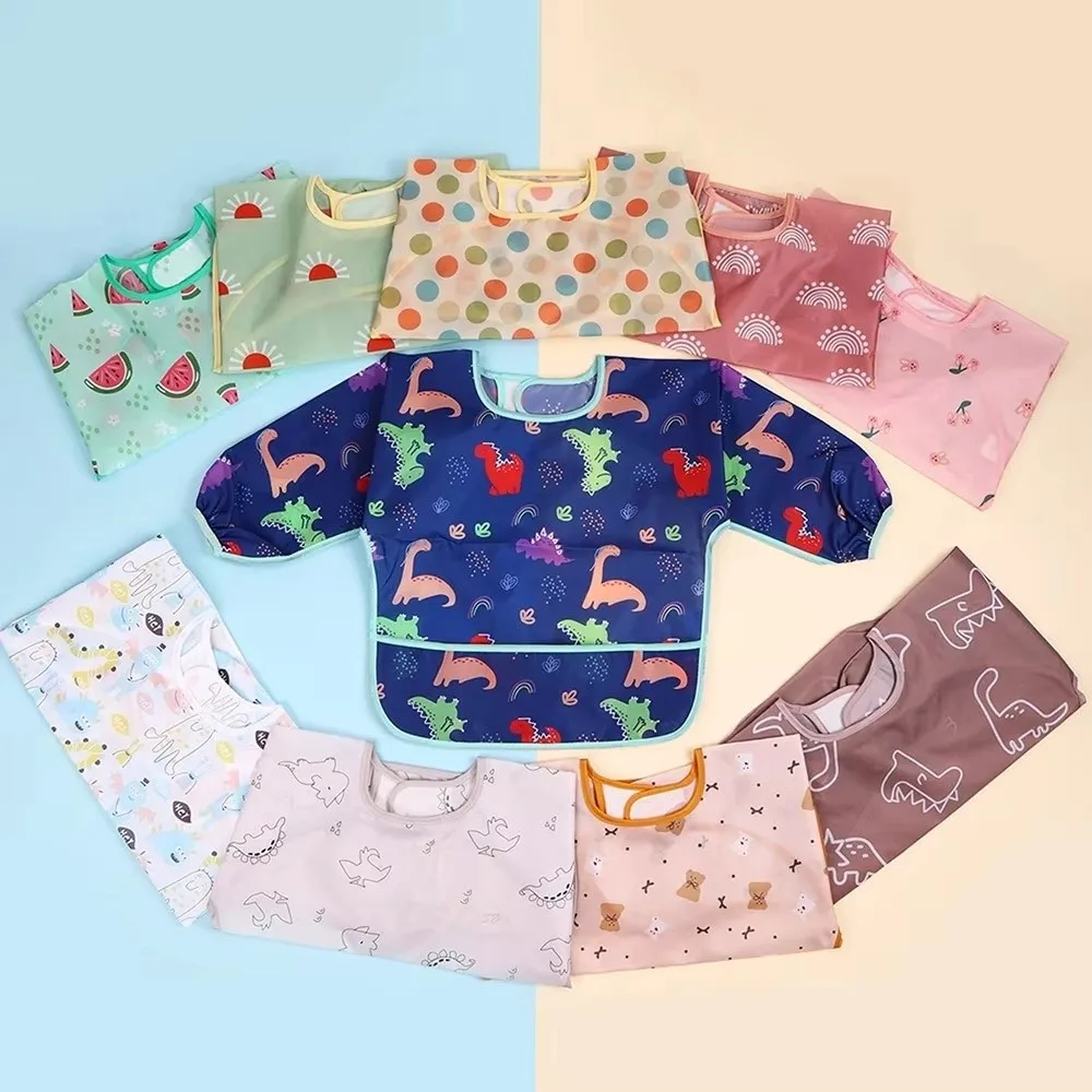 Waterproof Baby Bibs Polyester Feeding Smock