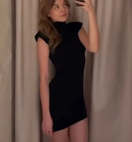 Sophisticated Turtleneck Sleeveless Mini Dress for Women photo review