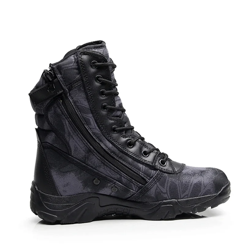 Winter Men Vintage Lace Up Front Leather Tactical Boots High Top Safety Work Shoes