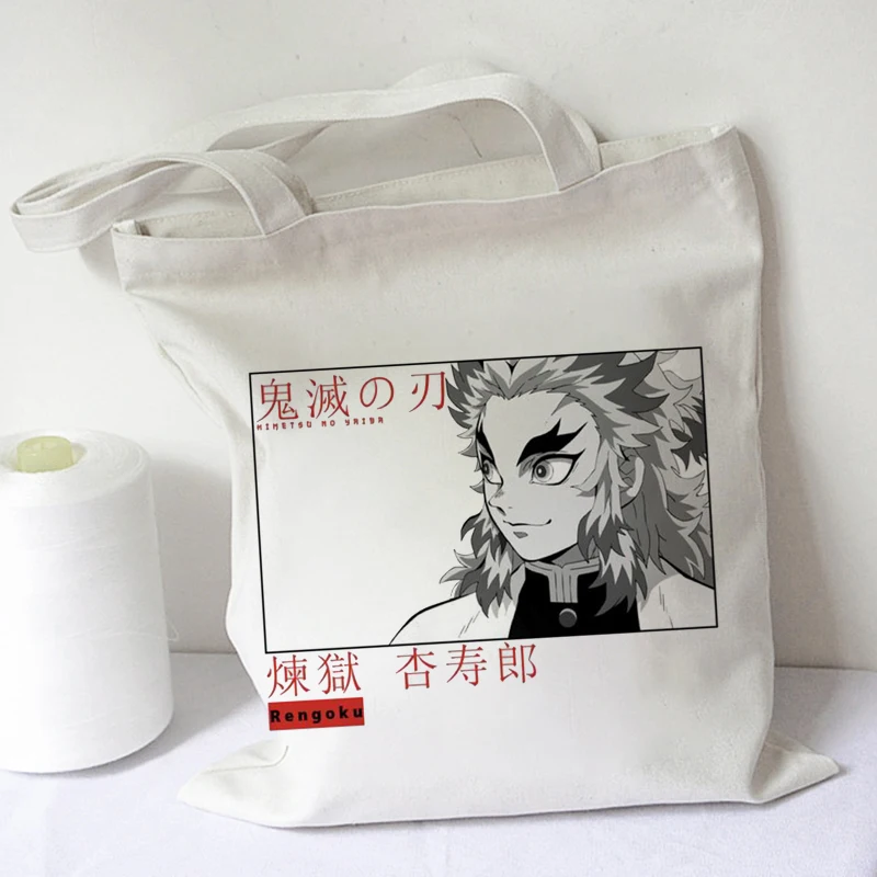 

Canvas Tote Bag Shoulder Bag Demon Slayer Japanese Anime Bags For Ladies Free Shipping Student Large Capacity Handbags for Women