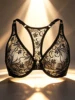 Soutien-gorge à armatures en dentelle avec boutons sur le devant pour femme, broderie élégante, dos magnifique, lingerie grande taille, bonnets A B C D E F