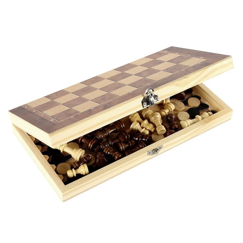 Wooden Travel Chess Set with Storage for Home and Outdoor