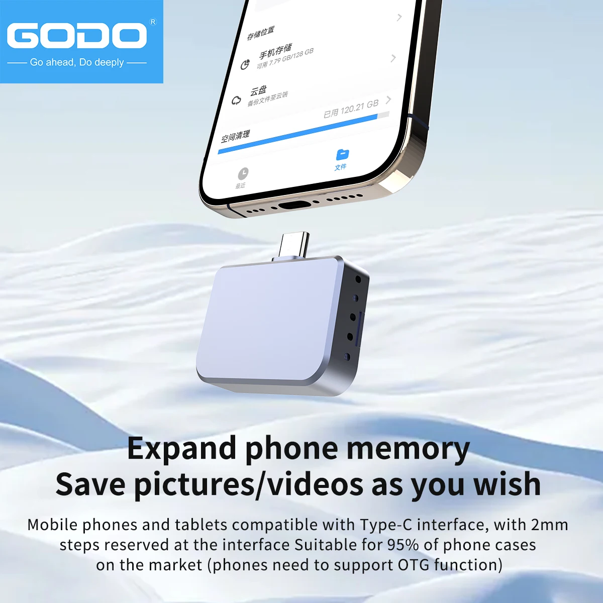 GODO 2230 Type-C 플러그 앤 플레이 M.2 NVMe SSD 외장 케이스 (휴대폰/PC/Mac 호환)