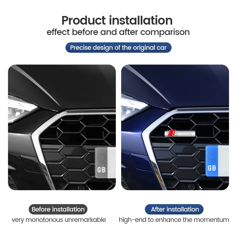 Car Goods Emblem Grill Front Hood Badge Grille For Audi Sline RS A3 A4 B8 8P 8V B6 A5 A6 C7 Q5 B9 B7 C6 A1 Q7 Q3 TT Auto sticker