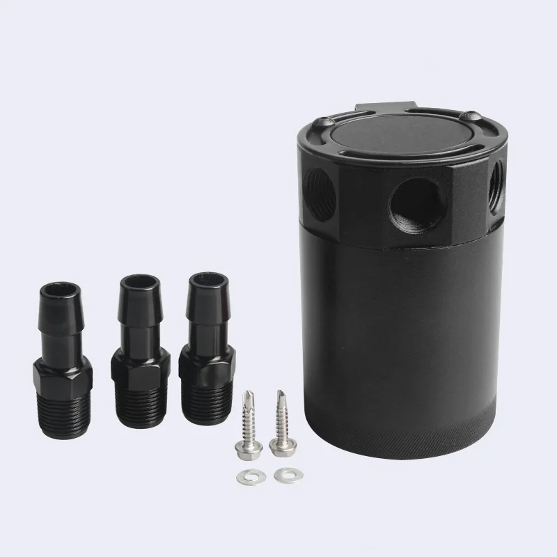Universal Racing Baffled 3 port Oil Catch Can Tank Air Oil Separator With Removable Valve 3-hole Kettle