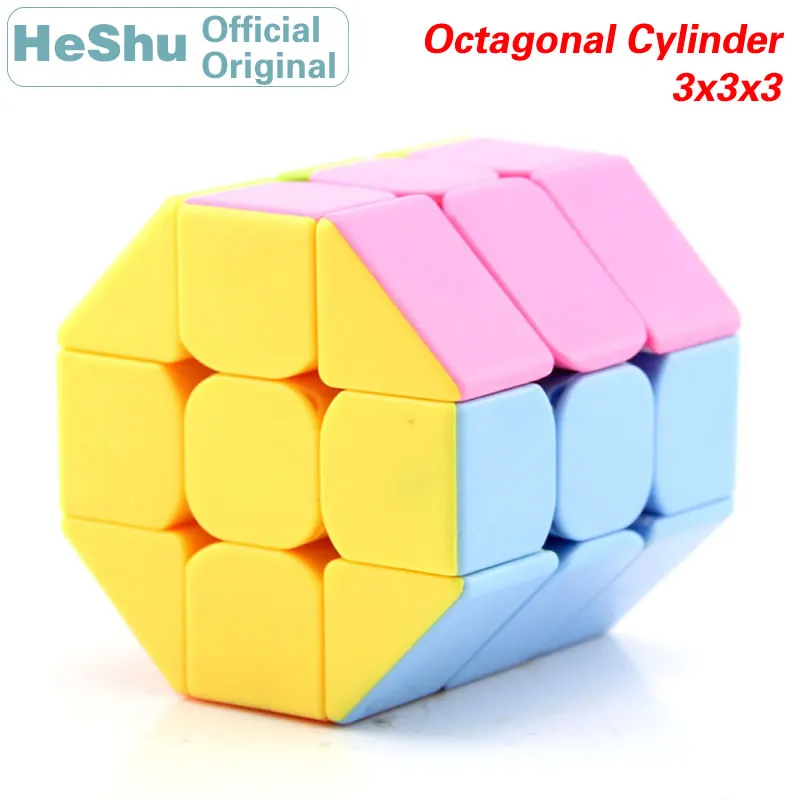 HeShu Octagonal Column Cylinder 3x3x3 Magic Cube 3x3 Speed Twisty Puzzle Brain Teasers Challenging Intelligence Educational Toys