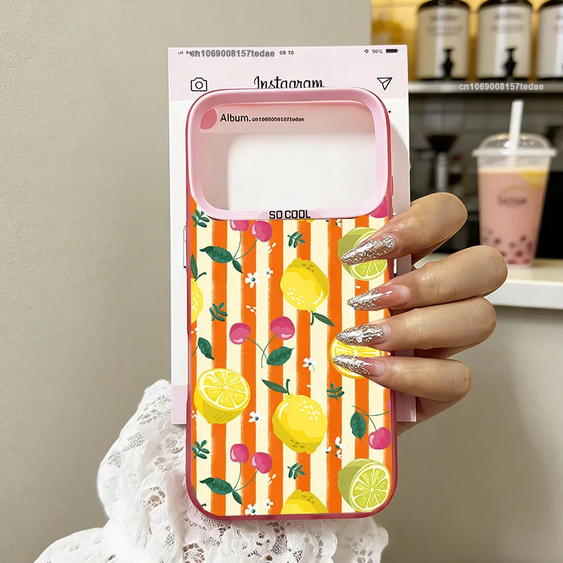 Summer Fruit Lemon Flower Striped Design Phone Case