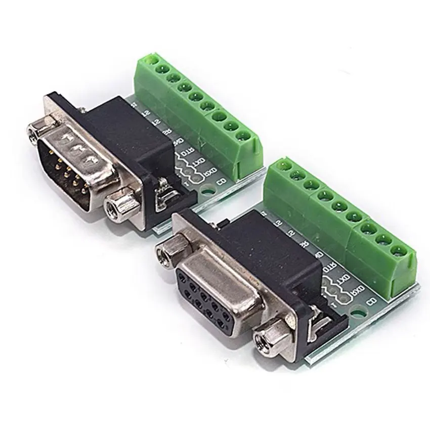 5pairs  DB9 Male and Female Connector Adapter Screw Terminal 9-Pin 9-Hole RS232 RS485 Conversion Board