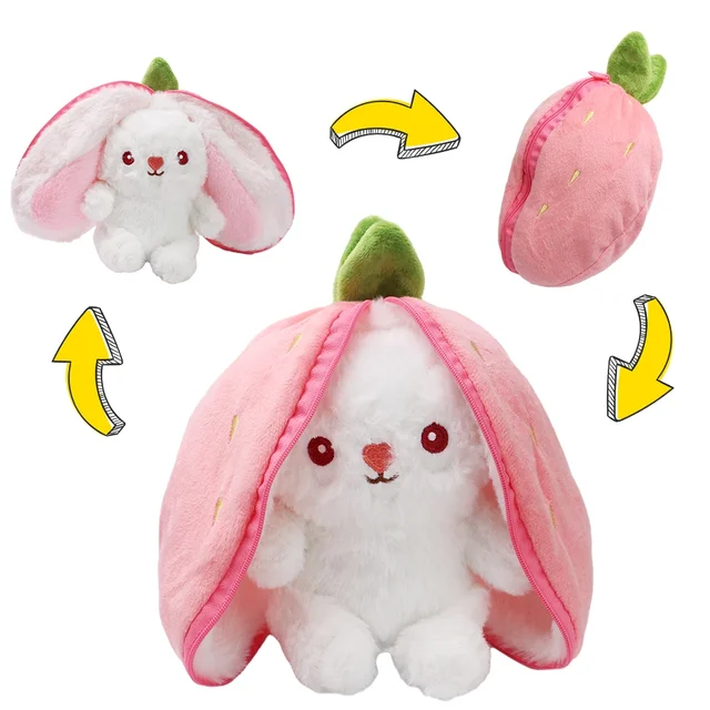 Fruit Rabbit Plush Pillow Toy - Cute Fruit-Shaped Stuffed Doll, 7.2 Inch Kawaii Gift for Girls, Birthday Present & Room Decor