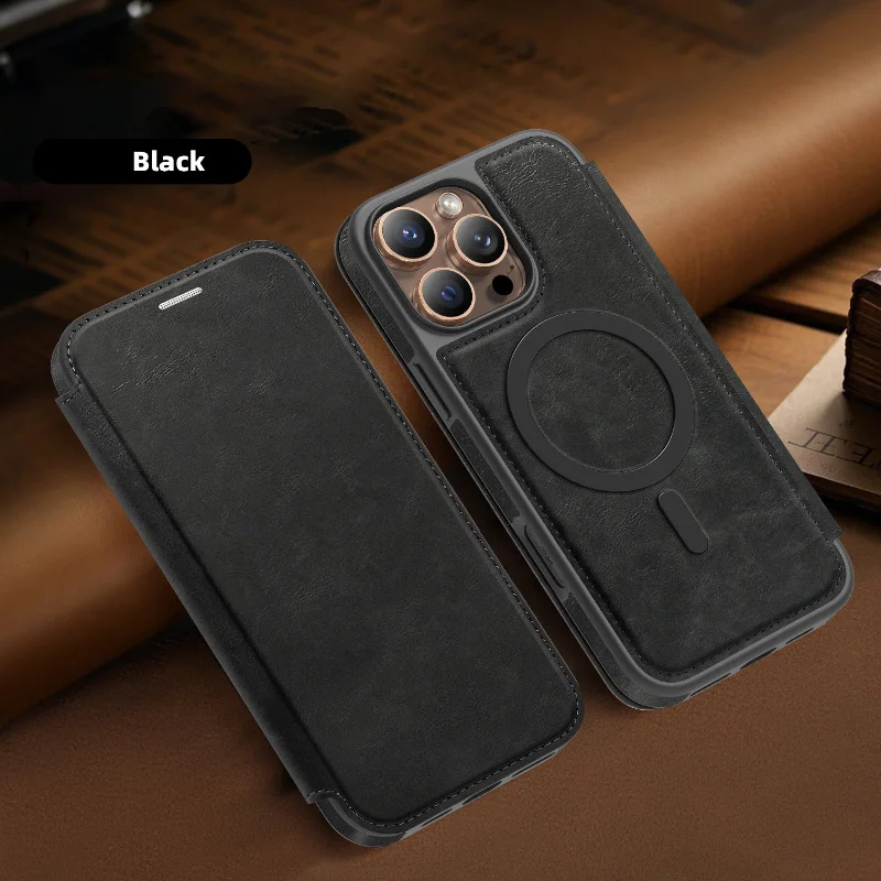 Magsafe Magnetic 360° Full Protection Leather Wallet Card Holder Phone Case