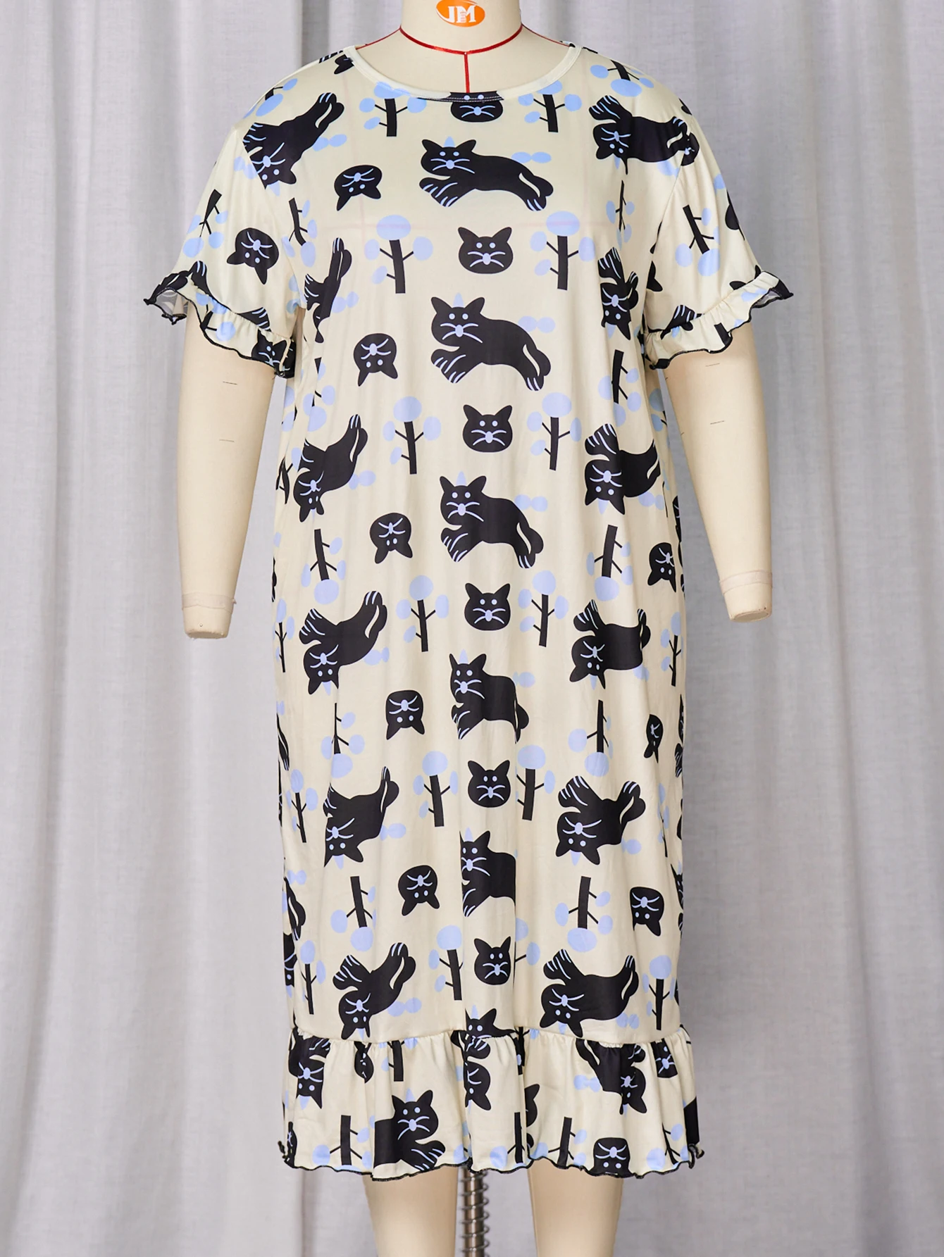Plus size dress, knee length dress, cartoon style for home and casual wear, can be worn externally. Plus size 1-5XL 2024 new dre