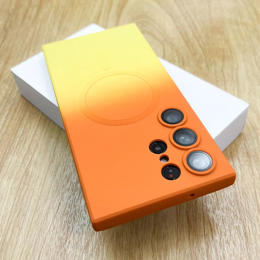 Silikon Farbverlauf Magsafe Hülle für Samsung Galaxy S23 S22 Ultra Note 20 10 Plus S21 S20 FE Wireless Charging Cover_voghion.com