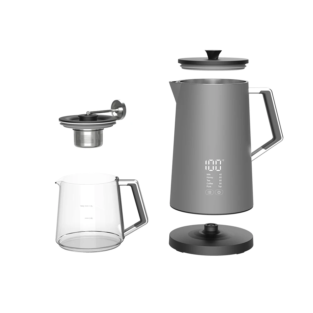Hotsy 1.7L+1L Double Layer Glass&Stainless Kettle Electric Tea Maker with Digital Temperature Control for Home Office Commercial 6