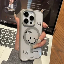 Smiley Face Anti - Drop Magsafe Phone Case - iPhone 12 Mini (Grey - LYH75)