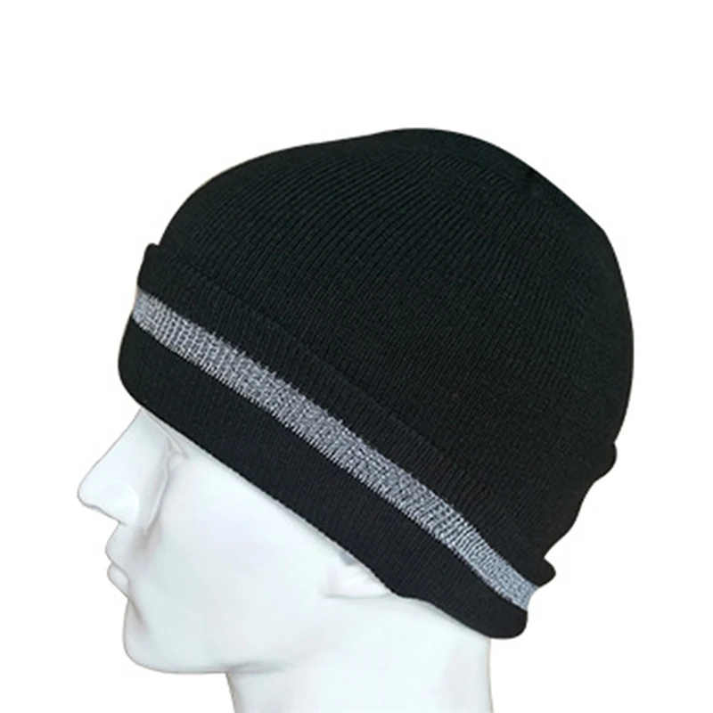 Unisex Reflective Stripe Knitted Hats Beanies Luminous Outdoor Cycling Ski Warm Caps Women Men Autumn Winter Hats Casual Bonnet