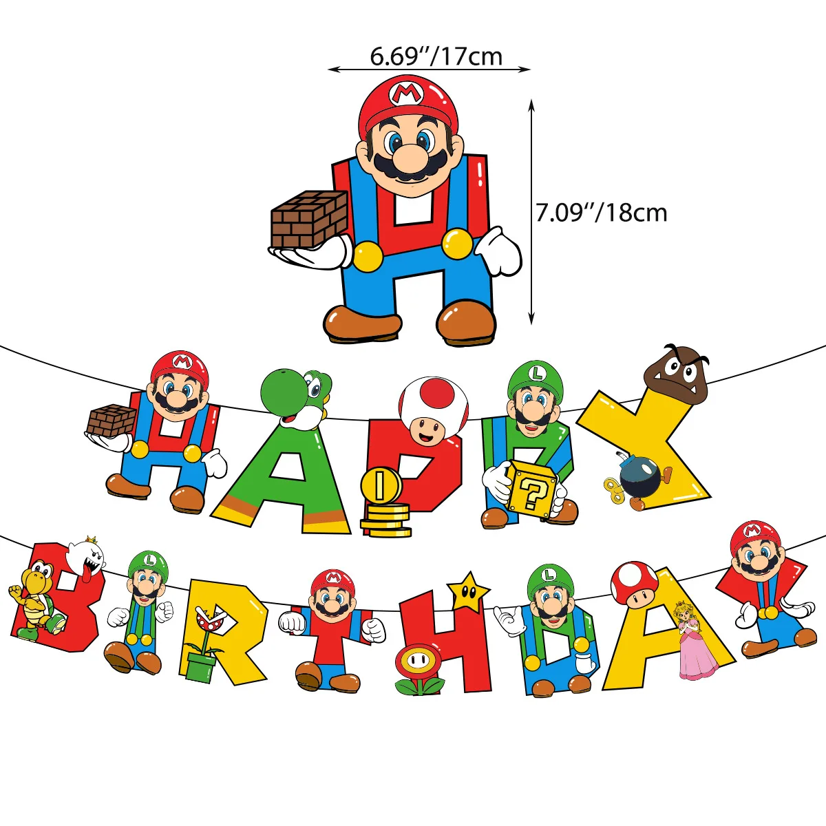 Jogo Super Mario desenhos animados Cupcake Bolo Bandeira Chliden Batismo  Comunhão Partido Fornecimento Aniversário Festival Aniversário Embalagem  Decorar - AliExpress