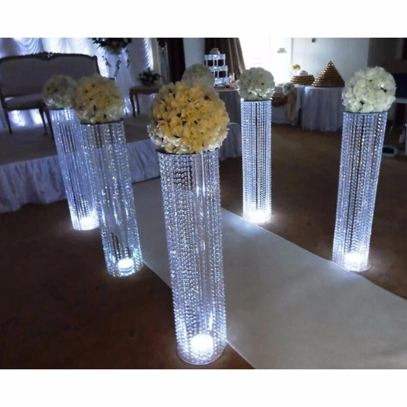 

6 PCS 110CM Diameter Crystal Wedding Road Lead Acrylic Centerpiece For Event Party Decoration