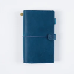 Vintage Leather Travel Journal - Handmade Refillable Portable Diary, Retro Brown (Blue)