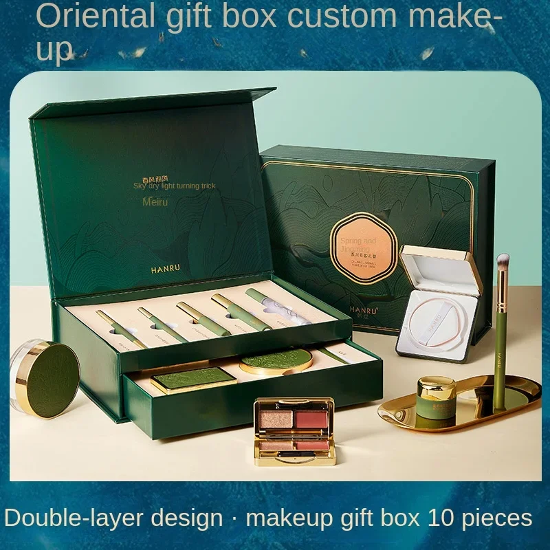 Spring and Jingming Style Makeup Gift Box Lipstick Cushion Foundation Full Set Beauty Set Box Chinese Style Makeup Gift