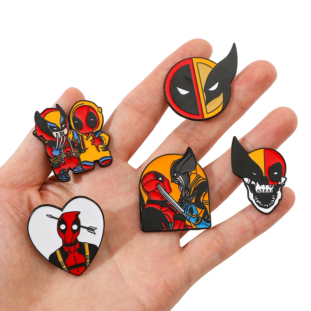 Cartoon Marvel Comics Brooch Handsome Gersonality Deadpool Enamel Pin Metal Badge Jewelry Clothing Backpack Accessories 5 Pcs enamel pins metal brooch enamel brooch