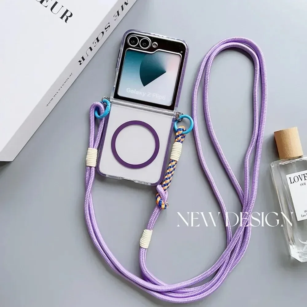 Magnetic Crossbody Lanyard Phone Case with Transparent Dual-Color Design