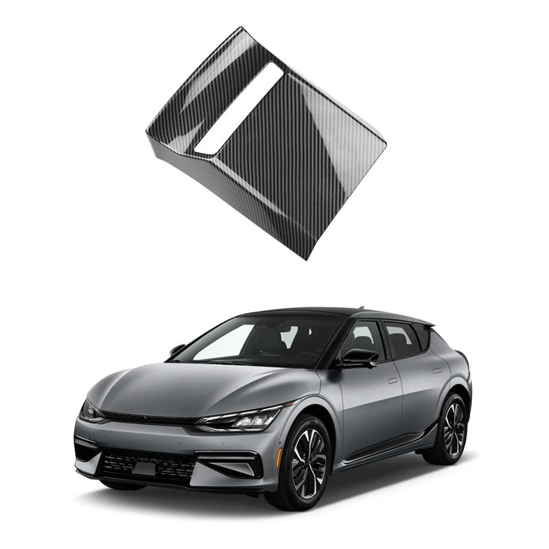 Car Carbon Fiber Front Usb Plug Frame Anti-Kick Panel Cover Trim Per Kia Ev6 2021 2022