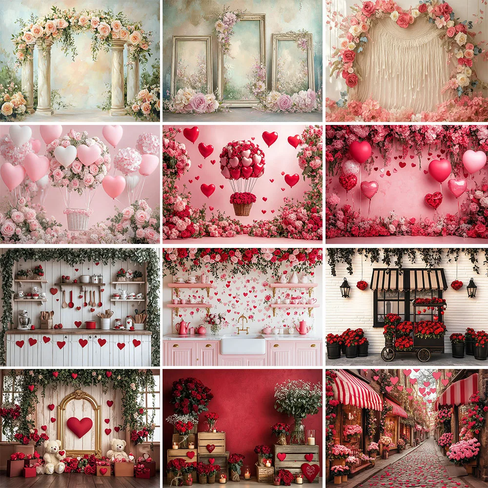 Arrière-plan de photographie pour la saint-valentin, fleur rose, ballon  d'amour, décor, anniversaire de fille, fête de mariage, Studio Photozone -  AliExpress, image size:1000x1000