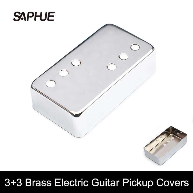 

10Pcs 3+3 Brass 70x39mm Pickup Covers /Lid/Shell/Top 6 Holes for Electric Guitar Humbucker Covers 50/52MM Chrome