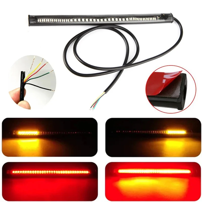 

48 Leds Universal Flexible Motorcycle Light Strip Tail Brake Lamp Turn Signal Light