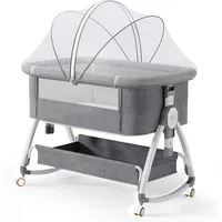 Baby Bassinet 4-in-1 Convertible Bedside Crib, with Mosquito Net & Rocking Mode | 6 Adjustable Heights, Breathable Mesh 1