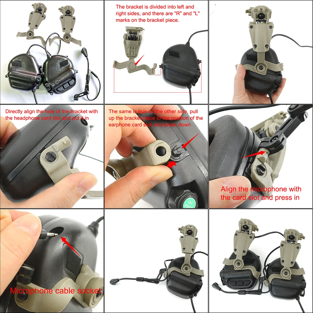 Tactical Headset M32 Earmuff ARC Rails Adapter Attachment Kit for EARMOR M32 / M32H Headset Airsoft Shooting Electronic Earmuffs