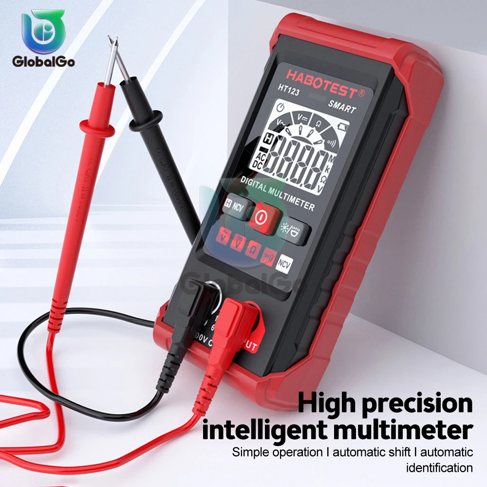 HT123 smart digital multimeter AC/DC voltage resistance continuity measurement tester NCV 2000 count with backlight digital multimeter