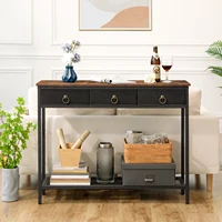 HOOBRO Console Table Narrow Entryway Table With 2 Drawers And Shelves Entrance Sofa Table For Living Room Hallway Bookshelf 1