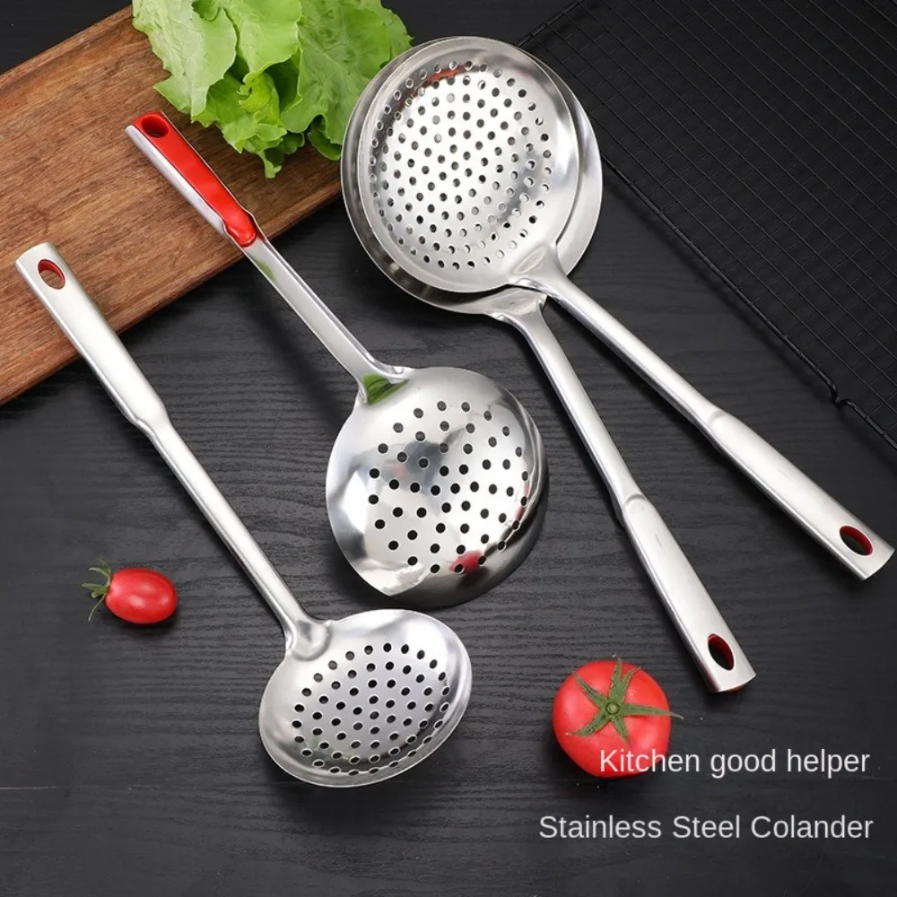 Durable Long Handle Stainless Steel Colander Multifunctional Thickened Food Strainer Sieve Scoop Cooking Tools Restaurant