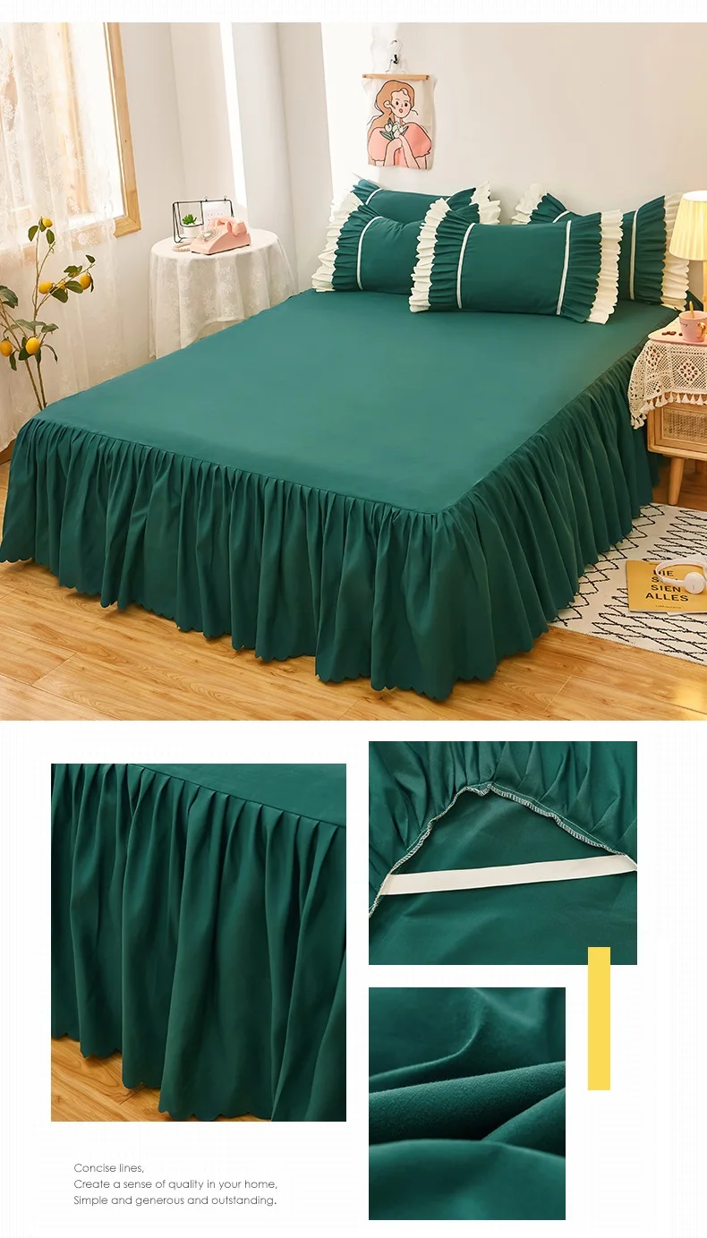 WWQQ Falda De Cama 180x200/150x200 Volantes A Prueba De Polvo Cubrecamas  Funda De Cama Colcha Dormitorio Sábana Hogar Textil Falda Cubrecama