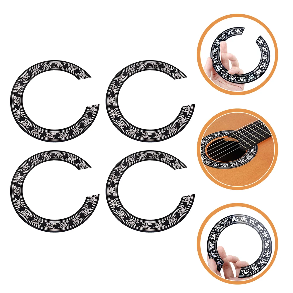 

4 Pcs Sound Hole Stickers Guitar Rosette Garland Classical Acoustic Pvc Inlay Guitars