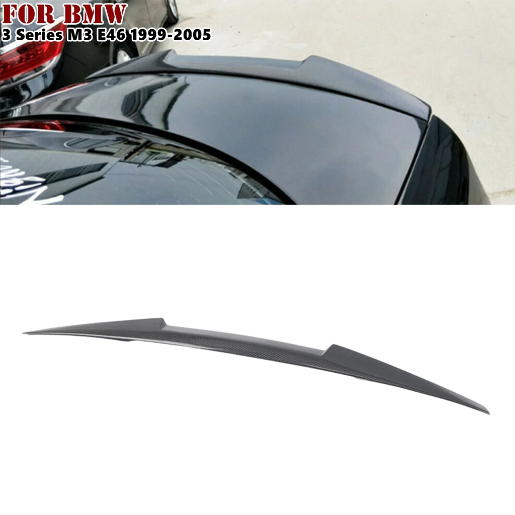 

1Pcs Real Carbon Fiber Car Rear Trunk Deck Spoiler Car Tail Wing For BMW 3 Series M3 E46 four-door 1999-2005 Car Accessories